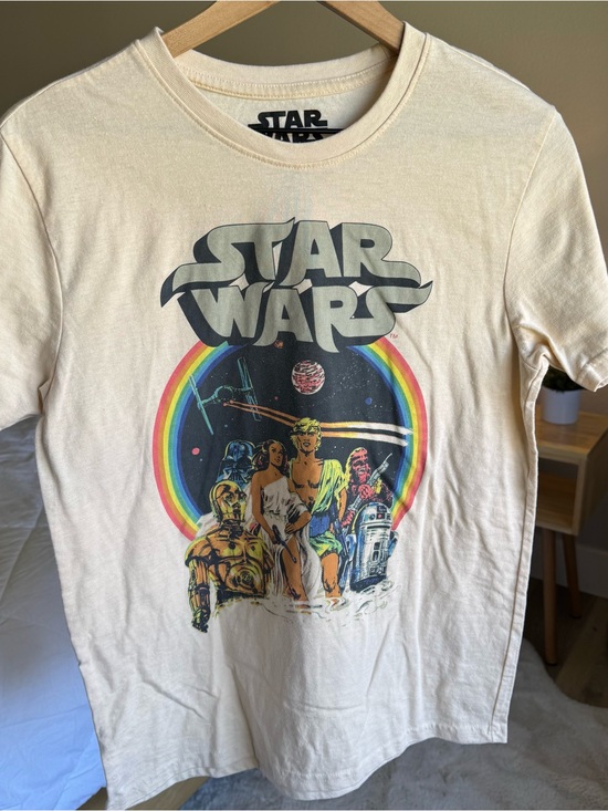 Star Wars Tops - Star Wars Cream Tee with Rainbow Vintage Character Print